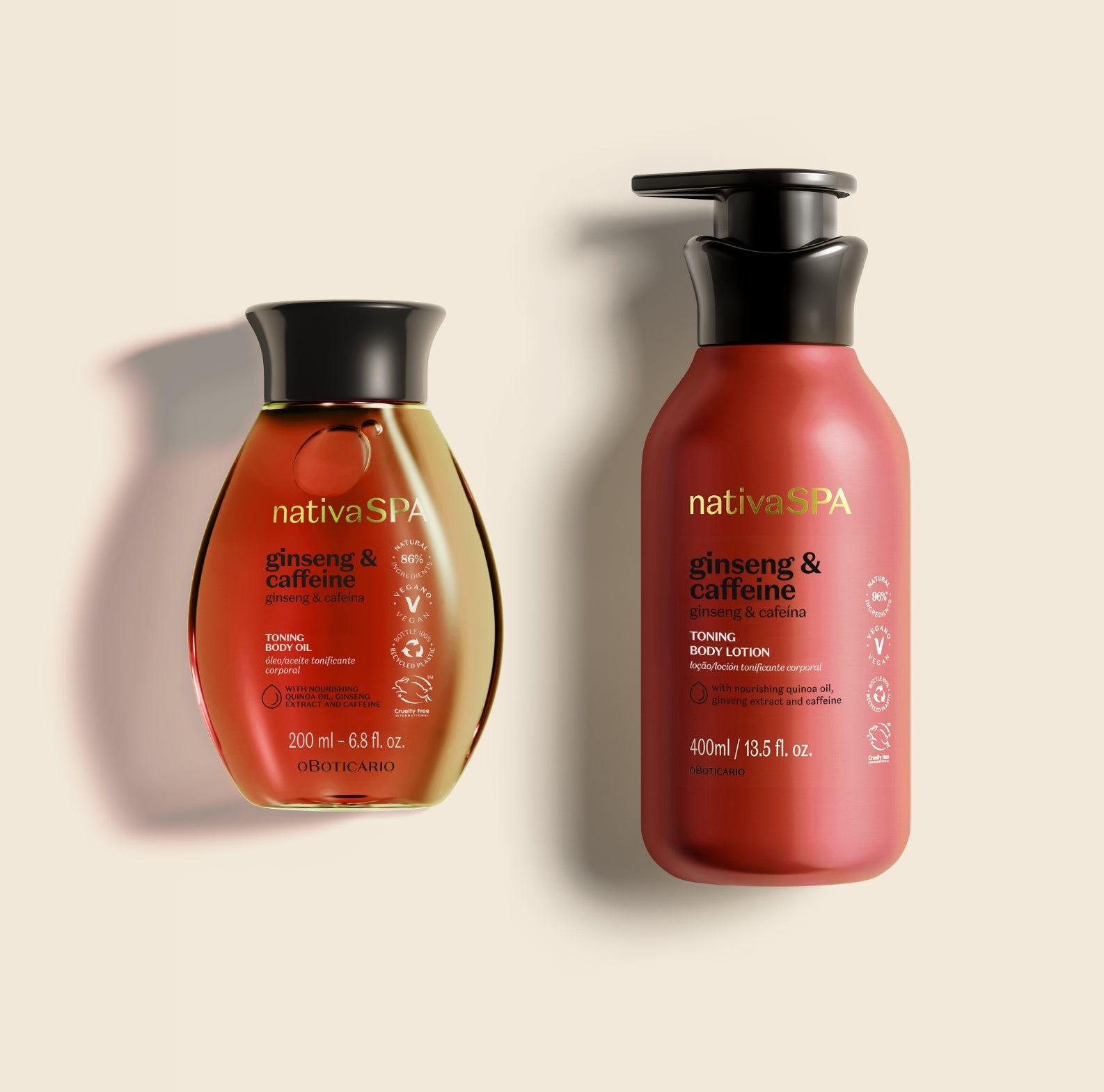 2-Step Ginseng & Caffeine Set: Body Lotion + Body Oil