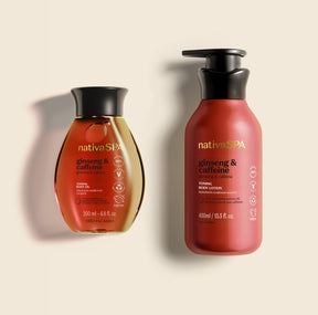 2-Step Ginseng & Caffeine Set: Body Lotion + Body Oil