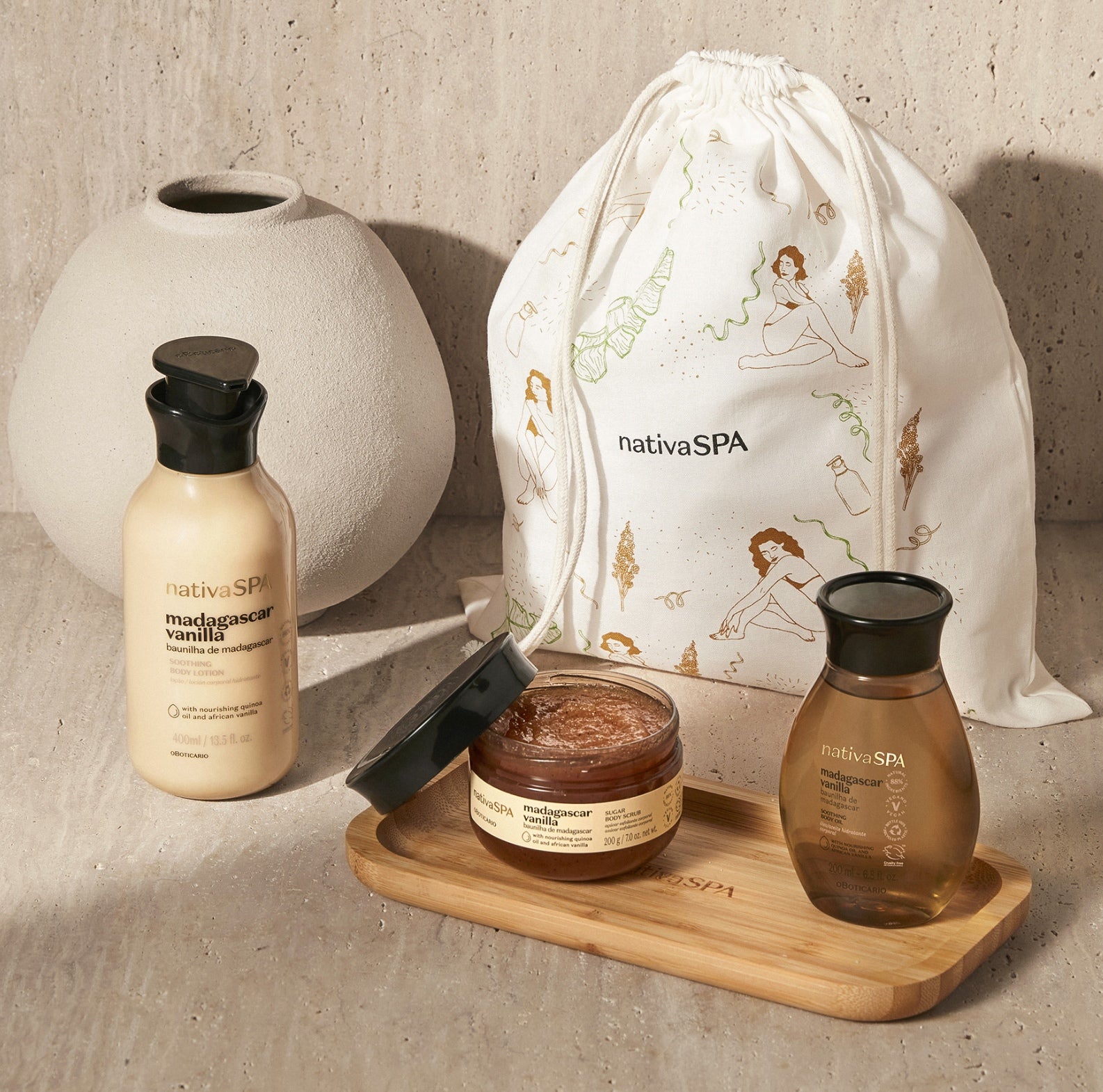 Soothing Vanilla Ritual Set with Bamboo Tray